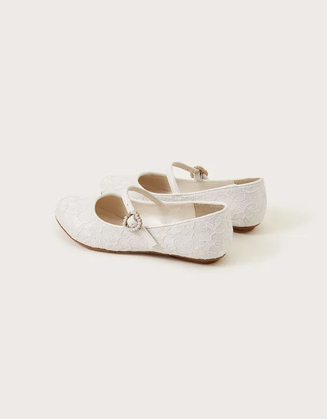 Children Pretty Lacey Ballerina Flats Ivory Monsoon Partywear