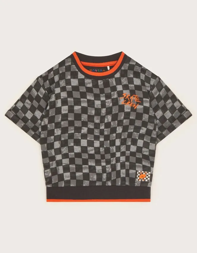 Children Short Sleeve Checkerboard TShirt Black Monsoon Casualwear Collection