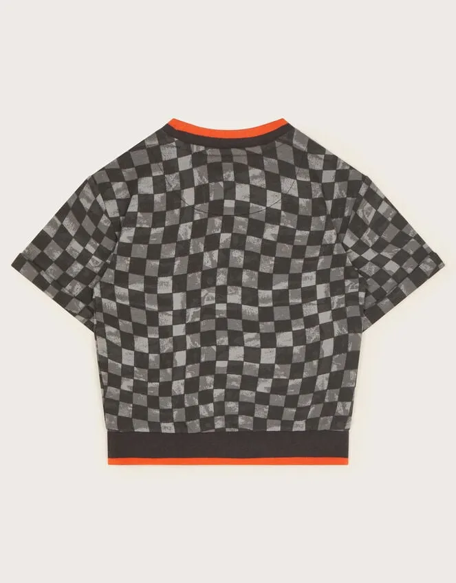 Children Short Sleeve Checkerboard TShirt Black Monsoon Casualwear Collection