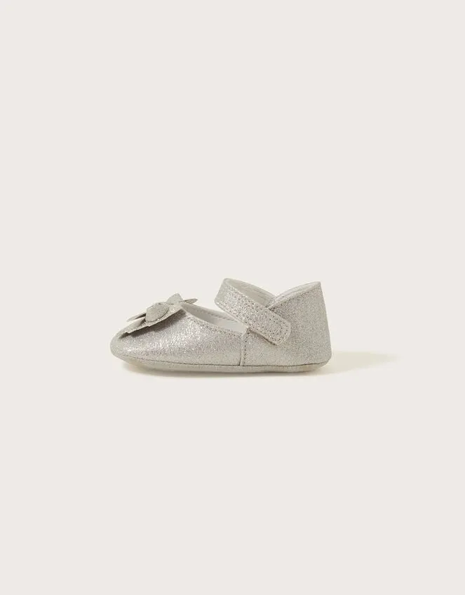 Children Sparkle Bow Booties Silver Monsoon Partywear