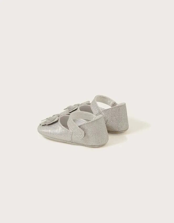 Children Sparkle Bow Booties Silver Monsoon Partywear