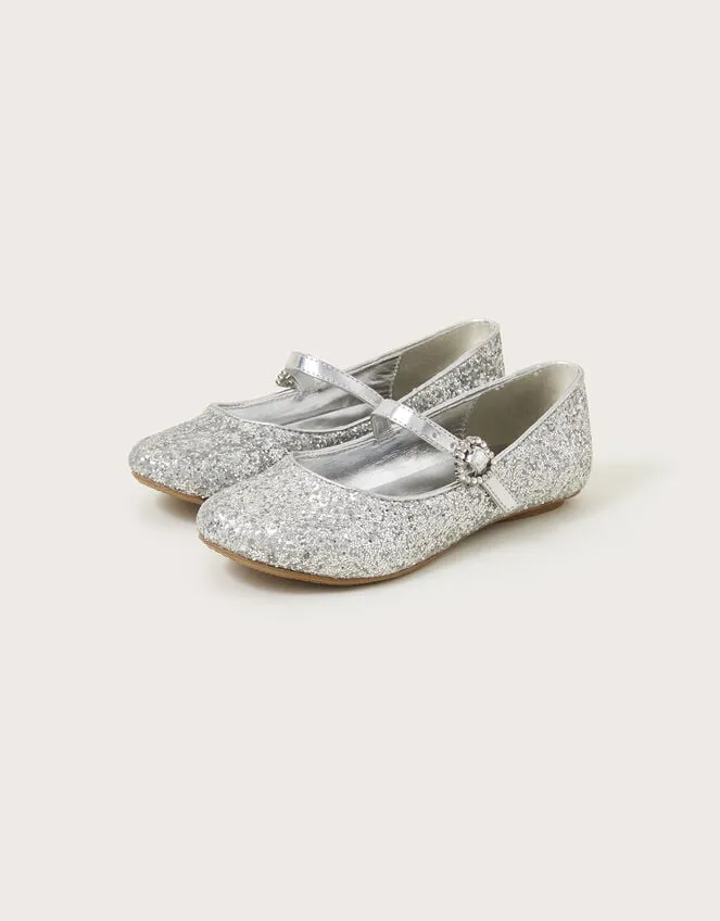 Children Sparkle Dust Ballerina Flats Silver Monsoon Partywear