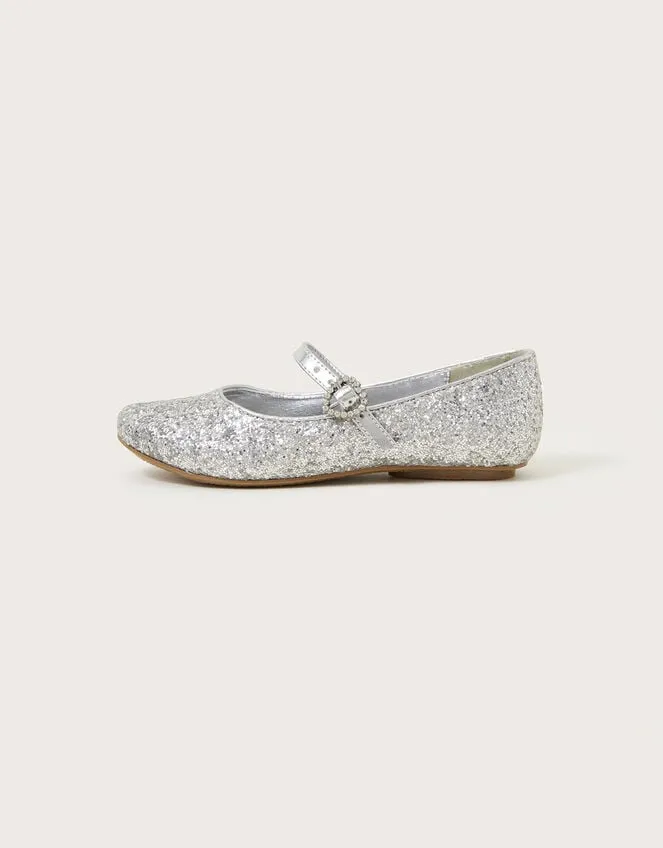 Children Sparkle Dust Ballerina Flats Silver Monsoon Partywear