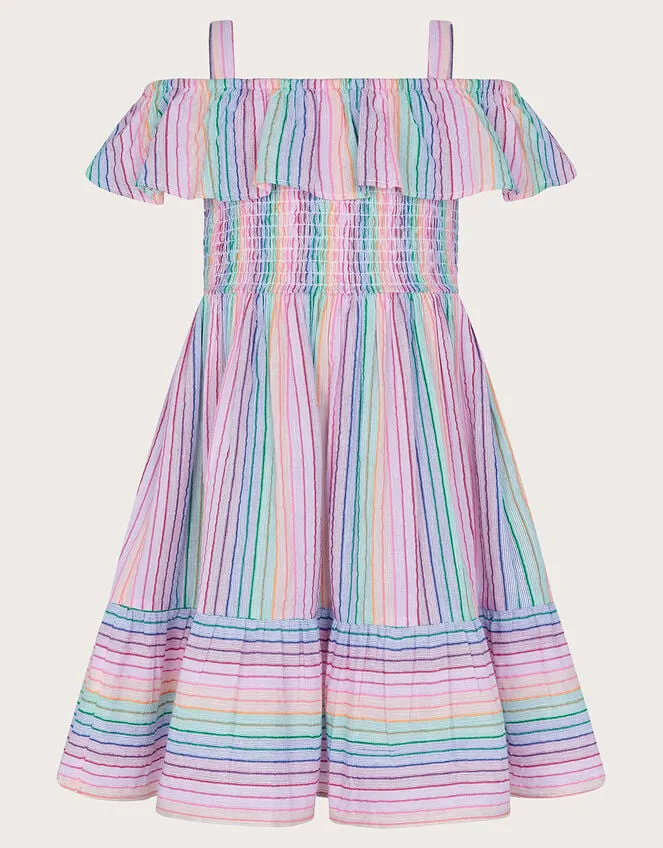 Children Stripe Frill Beach Dress Ivory Monsoon Dresses