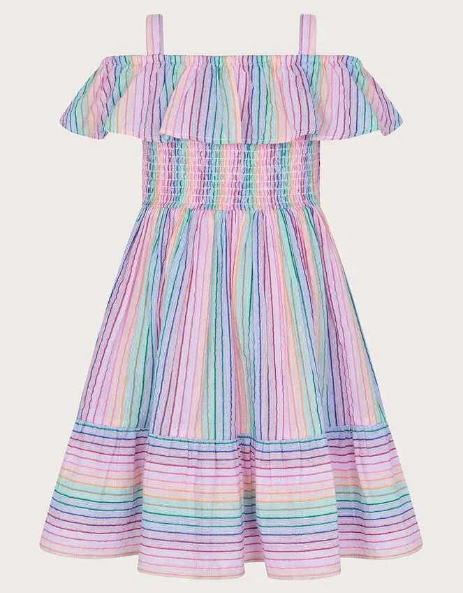 Children Stripe Frill Beach Dress Ivory Monsoon Dresses
