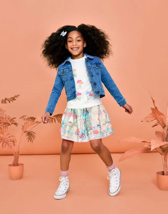 Children Town Scene Skirt Blue Monsoon Skirts