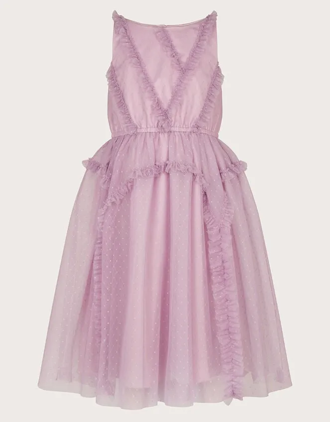 Children Veronica Ruffle Tulle Dress Purple Monsoon Dresses