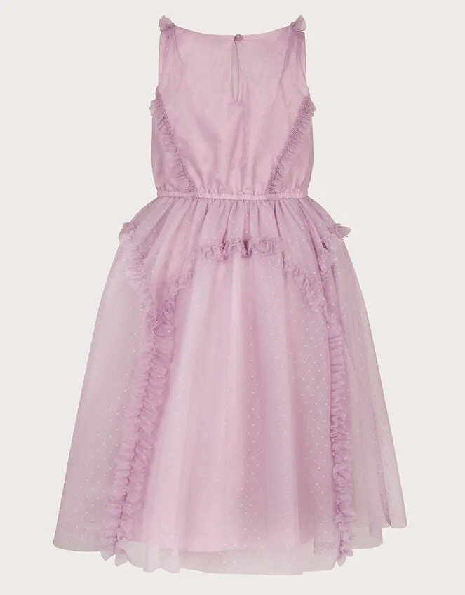 Children Veronica Ruffle Tulle Dress Purple Monsoon Dresses
