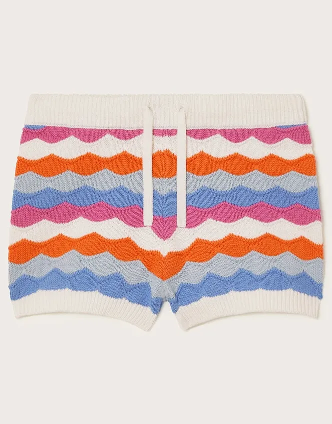 Children Wavy Stripe Knit Shorts Multi Monsoon Casualwear Collection