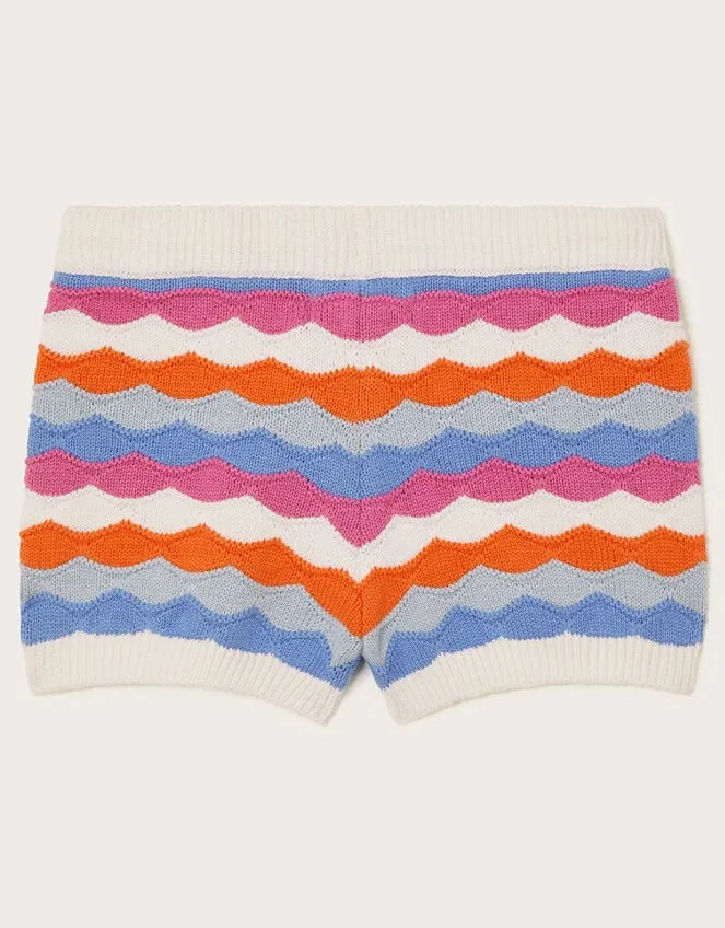 Children Wavy Stripe Knit Shorts Multi Monsoon Casualwear Collection