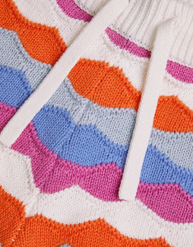 Children Wavy Stripe Knit Shorts Multi Monsoon Casualwear Collection