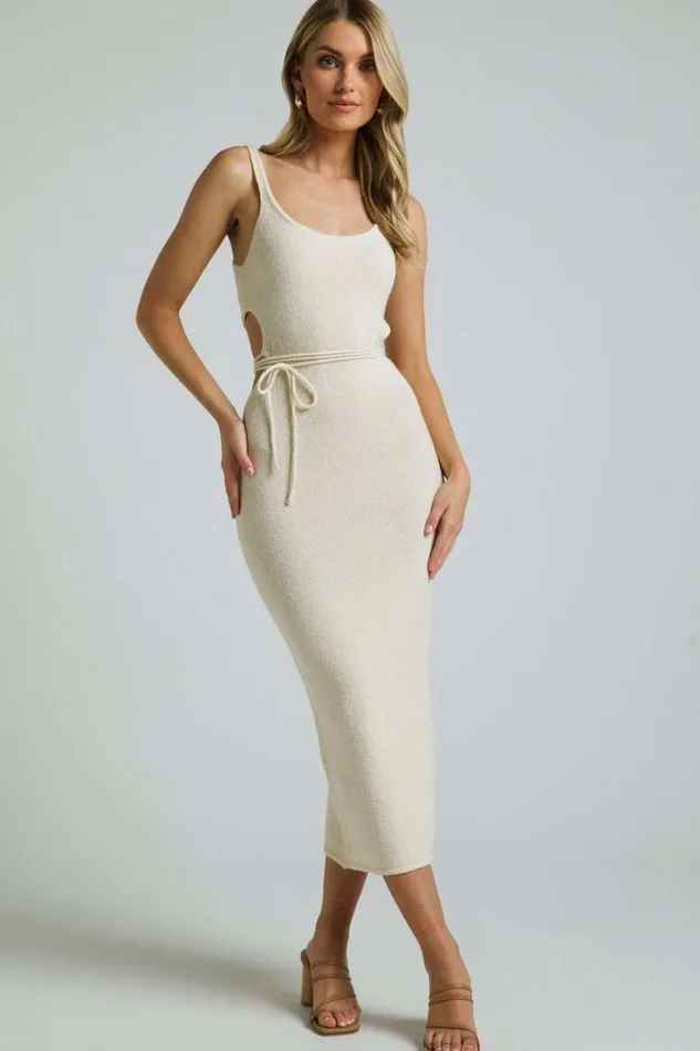 Chilie Midi Dress 8211 Scoop Neck Cut Out Detail Sleeveless Bodycon Knit In Natural Women Showpo Dresses Chilie Midi Dress 8211 Scoop Neck Cut Out Detail Sleeveless Bodycon Knit In Natural Women Showpo Dresses