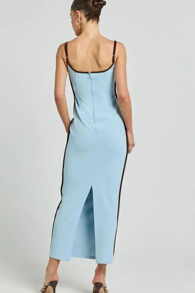 Ciara Midi Dress 8211 V Neck Sleeveless Slip Dress In Blue Women Showpo Dresses