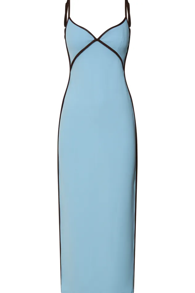Ciara Midi Dress 8211 V Neck Sleeveless Slip Dress In Blue Women Showpo Dresses