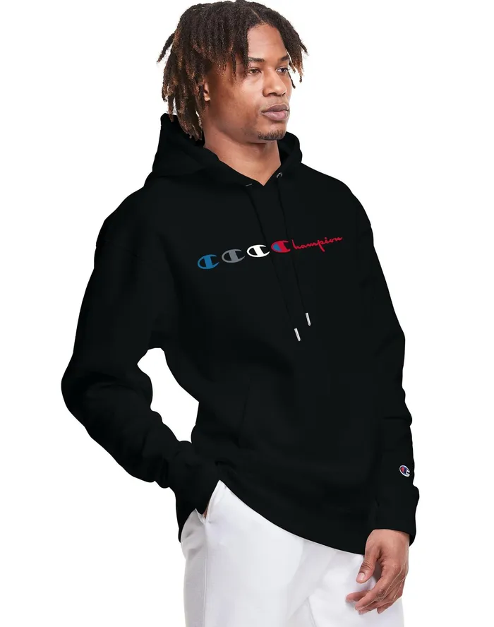 Classic Fleece Hoodie Embroidered C Script Logo Black Men Champion Hoodies and Sweatshirts