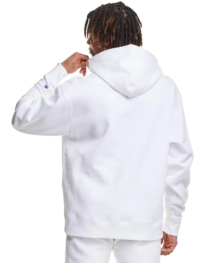 Classic Fleece Hoodie Embroidered C Script Logo White Men Champion Hoodies and Sweatshirts