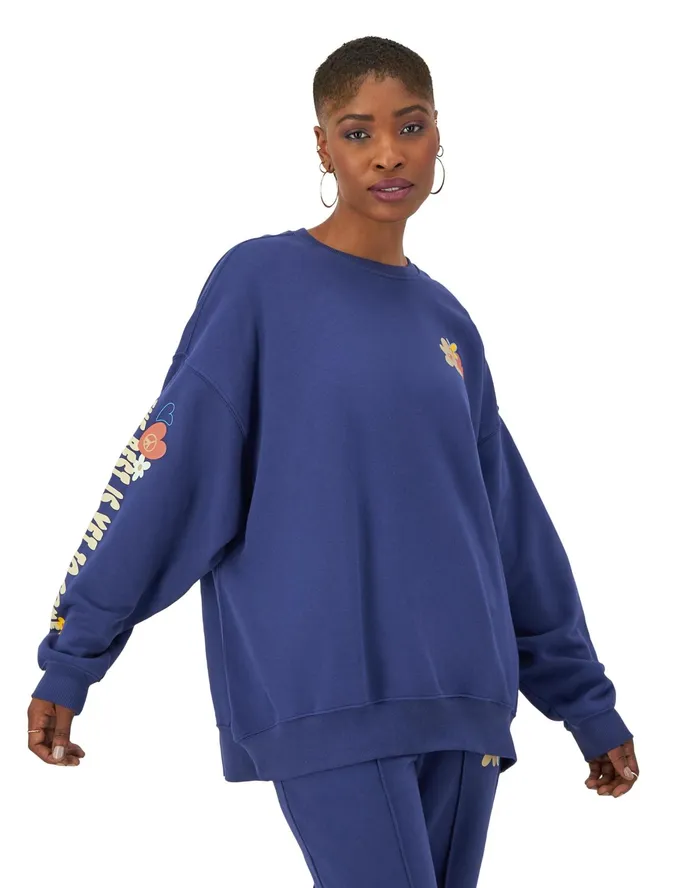 Classic Fleece Oversized Crewneck Sweatshirt 039The Best Is Yet To Come039 Graphic Blown Glass Blue Women Champion Hoodies and Sweatshirts Classic Fleece Oversized Crewneck Sweatshirt 039The Best Is Yet To Come039 Graphic Blown Glass Blue Women Champion Hoodies and Sweatshirts