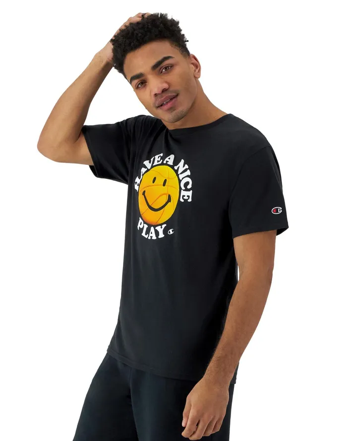 Classic Graphic TShirt Have A Nice Play Black Men Champion TShirts and Tops