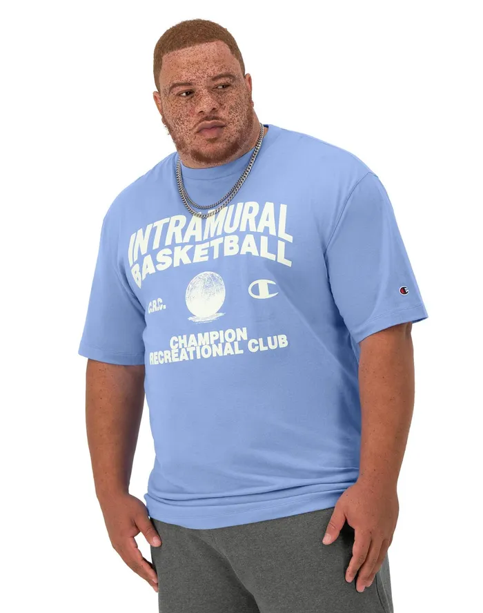 Classic Graphic TShirt Intramural Basketball Big and Tall Plaster Blue Men Champion TShirts and Tops