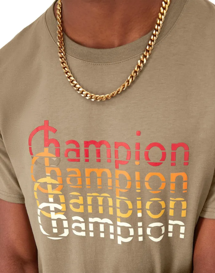 Classic Graphic TShirt Retro Repeat Logo Soft Suede Men Champion TShirts and Tops
