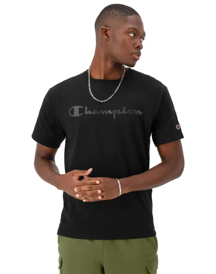 Classic Graphic TShirt Script Logo Black Men Champion TShirts and Tops