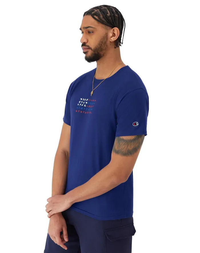 Classic Graphic TShirt Stars Flag Jewel Sapphire Men Champion TShirts and Tops