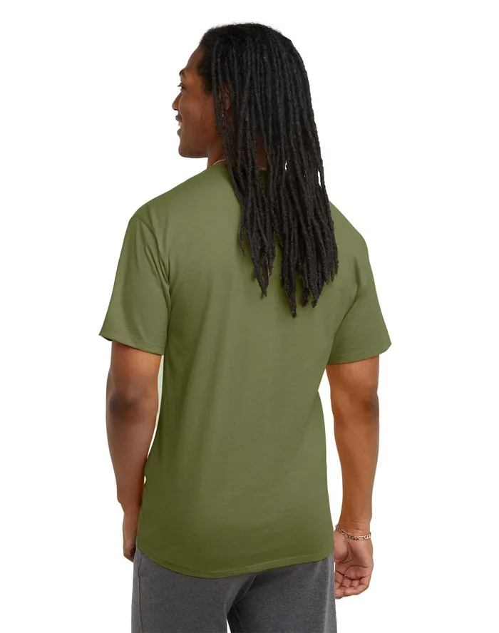Classic Tee Embroidered C Logo Cargo Olive Men Champion TShirts and Tops