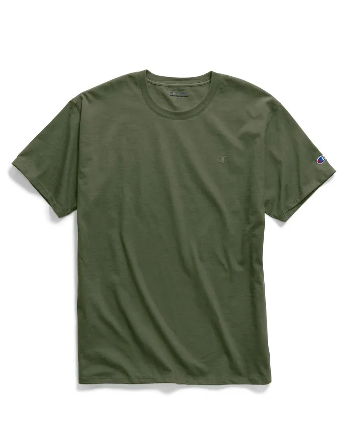Classic Tee Embroidered C Logo Cargo Olive Men Champion TShirts and Tops