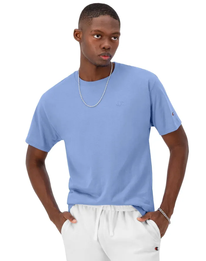 Classic Tee Embroidered C Logo Plaster Blue Men Champion TShirts and Tops