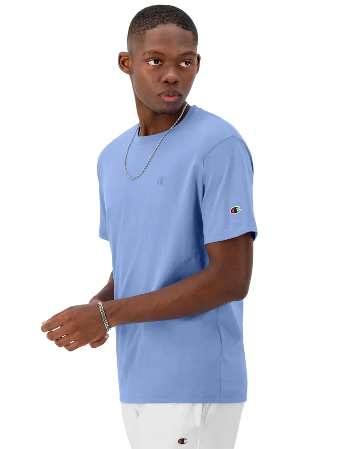 Classic Tee Embroidered C Logo Plaster Blue Men Champion TShirts and Tops