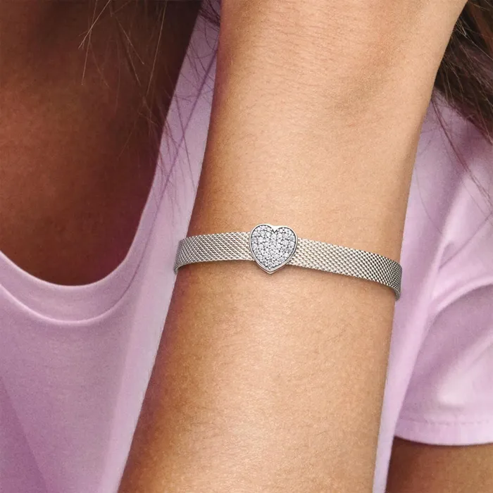 Clips Women Pandora Pav Heart Clip Charm Sterling Silver