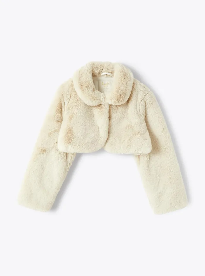 Coats And Jackets Girl 216 Il Gufo Cropped Jacket In Faux Fur