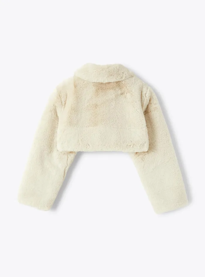 Coats And Jackets Girl 216 Il Gufo Cropped Jacket In Faux Fur