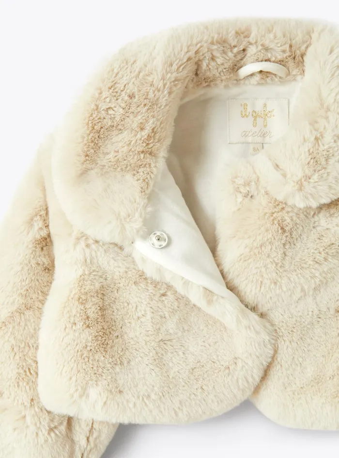 Coats And Jackets Girl 216 Il Gufo Cropped Jacket In Faux Fur