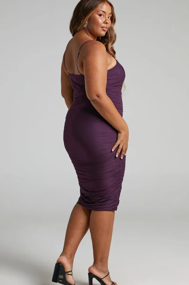 Coming For You Midi Dress 8211 Mesh Dress In Dark Purple Women Showpo Curve Clothes