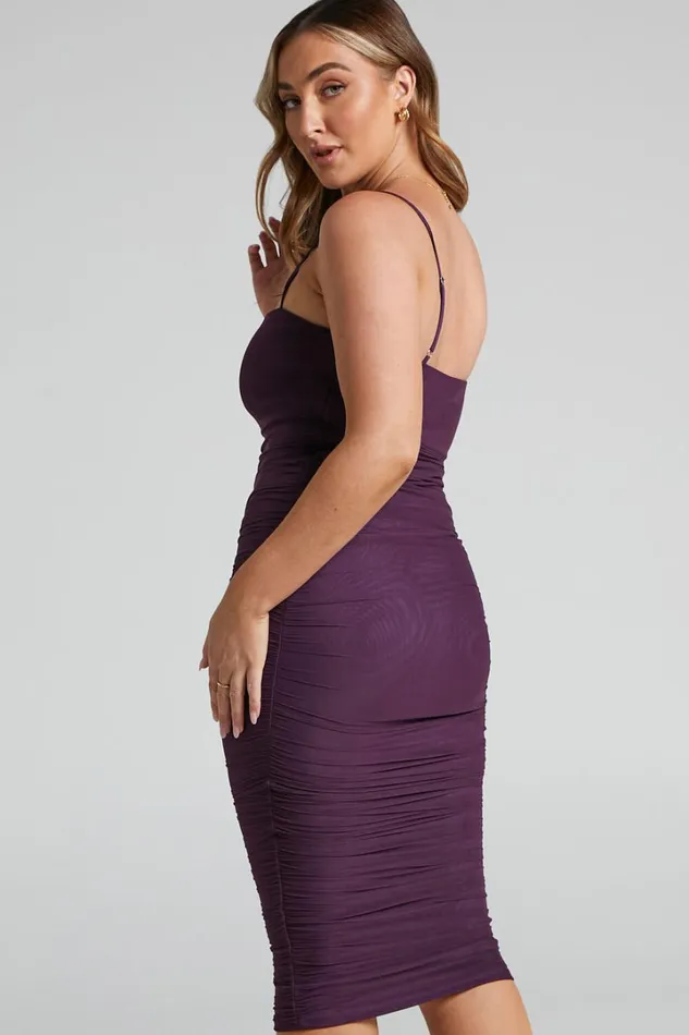 Coming For You Midi Dress 8211 Mesh Dress In Dark Purple Women Showpo Curve Clothes