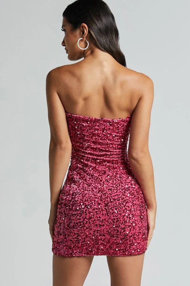 Connie Mini Dress 8211 Strapless Sequin Dress In Pink Women Showpo Dresses