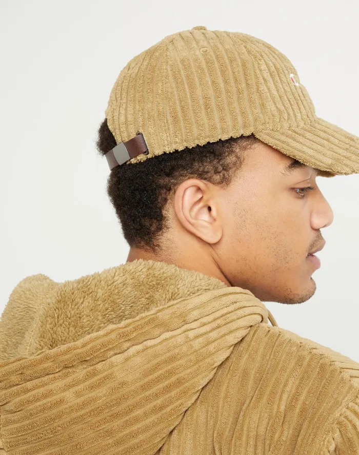 Corduroy Dad Hat Script Whole Wheat Khaki MenWomen Champion Hats