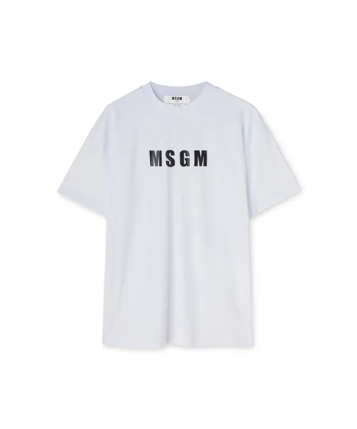 Cotton Crew Neck Cotton TShirt With Logo Men MSGM Tshirts