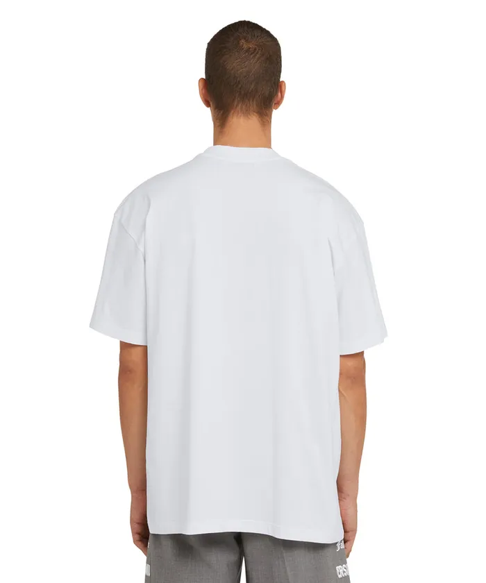 Cotton Crew Neck Cotton TShirt With Logo Men MSGM Tshirts