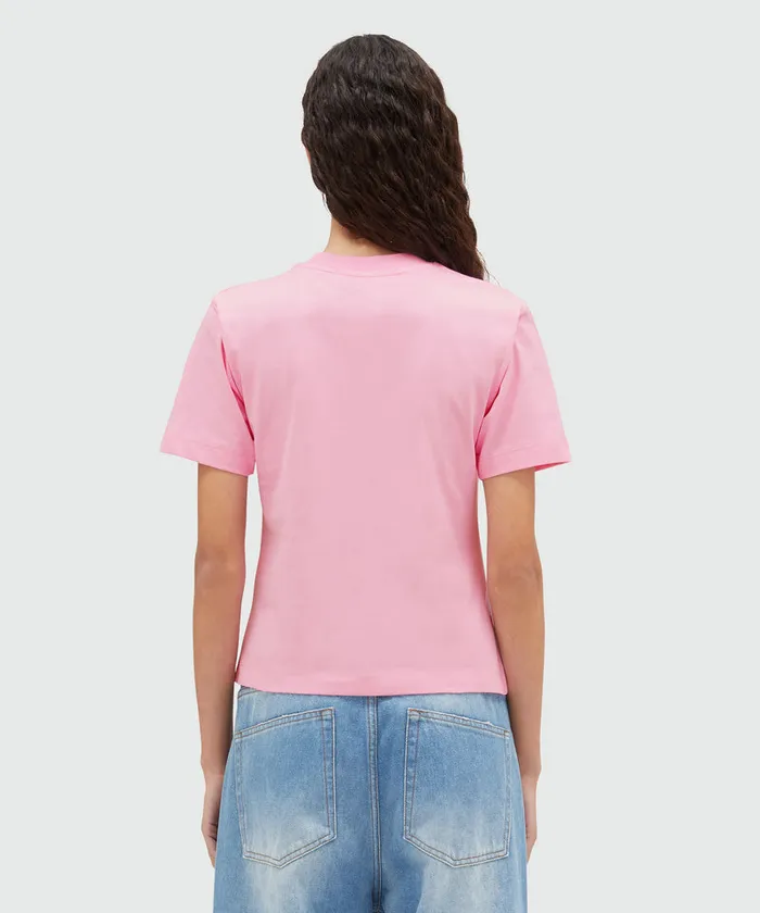 Cotton Crewneck TShirt With New Brushed Logo Women MSGM Tshirts