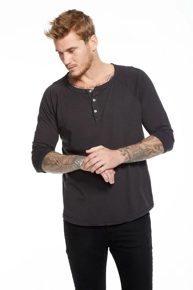 COTTON RAGLAN HENLEY Mens Tops Chaser Brand
