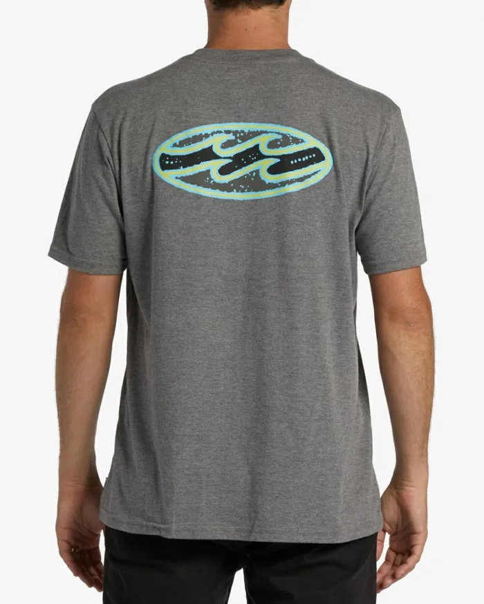 Crayon Wave Short Sleeve TShirt Grey Heather Men Billabong TShirts