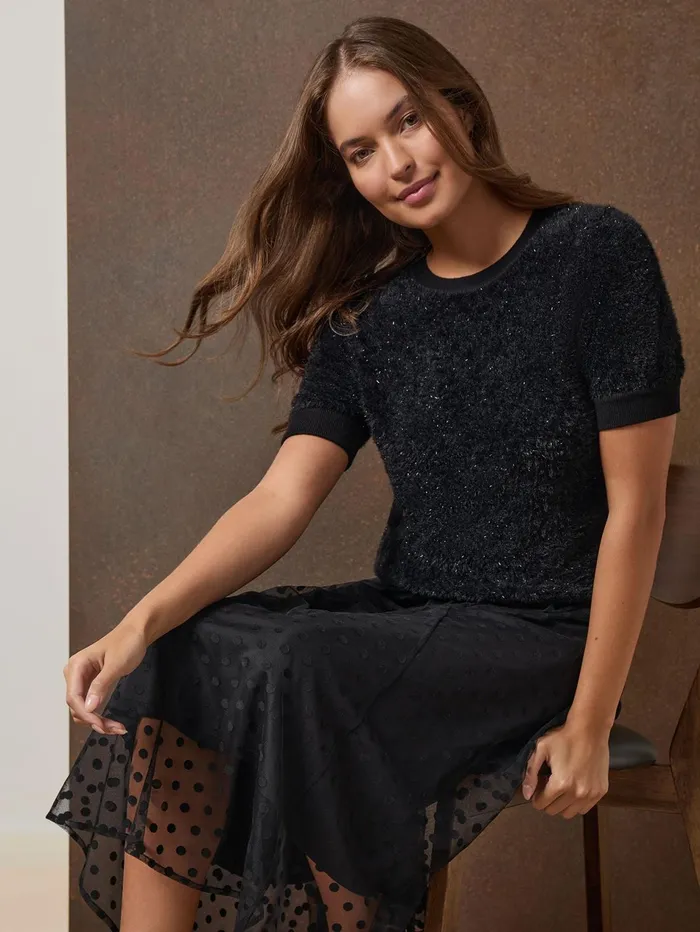 Crew Neck Eyelash Pullover Women Jones New York Tops and Blouses