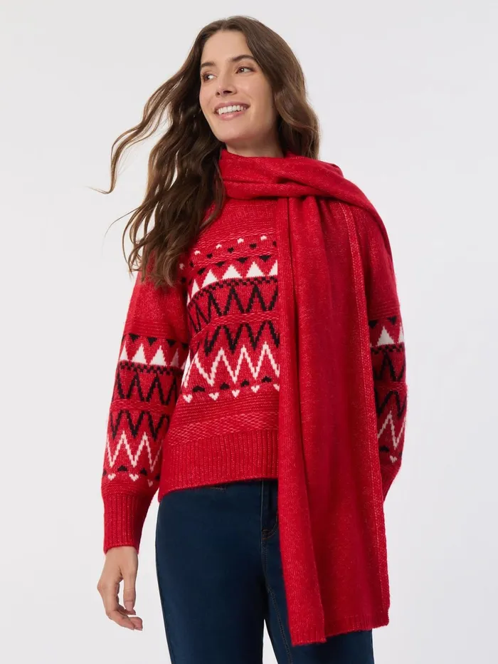 Crew Neck Scarf Sweater Women Jones New York Sweaters and Cardigans