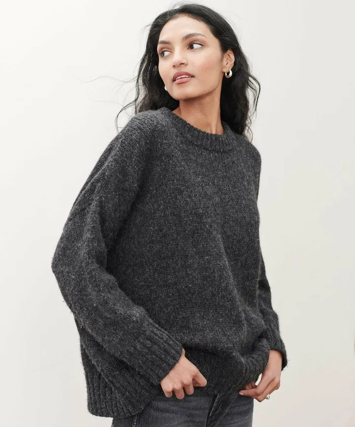 Crewnecks and Pullovers Women Jenni Kayne Alpaca Cocoon Crewneck Charcoal Charcoal