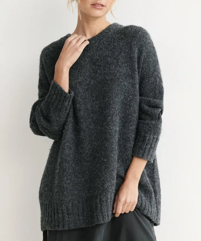 Crewnecks and Pullovers Women Jenni Kayne Alpaca Cocoon Crewneck Charcoal Charcoal
