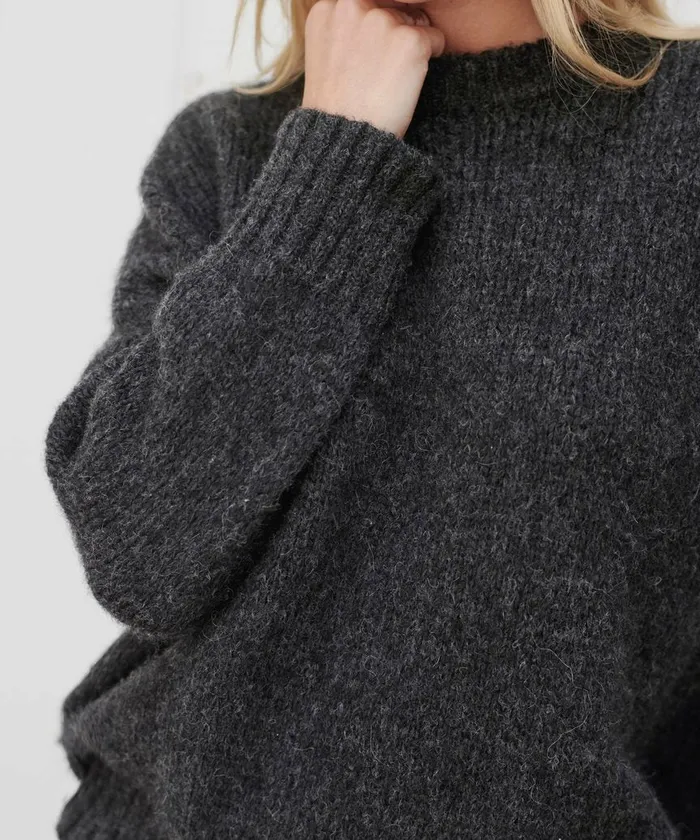 Crewnecks and Pullovers Women Jenni Kayne Alpaca Cocoon Crewneck Charcoal Charcoal