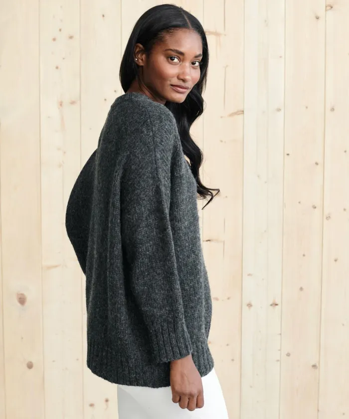 Crewnecks and Pullovers Women Jenni Kayne Alpaca Cocoon Crewneck Charcoal Charcoal