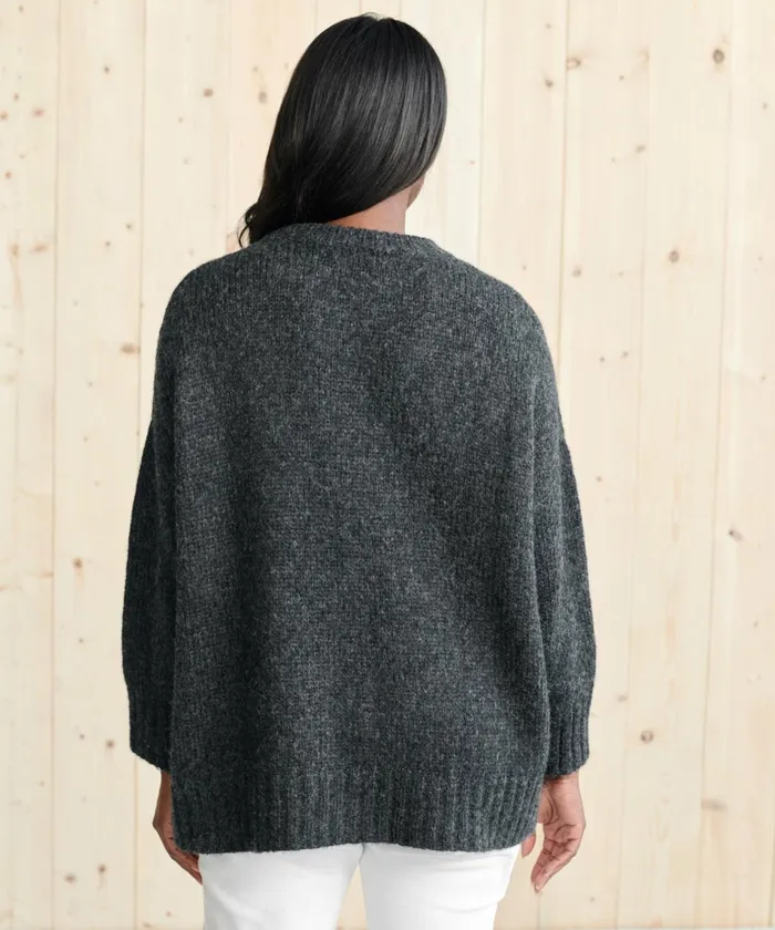 Crewnecks and Pullovers Women Jenni Kayne Alpaca Cocoon Crewneck Charcoal Charcoal